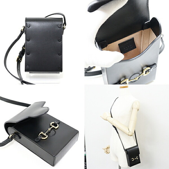 GUCCI Authentic Black Leather Horsebit Shoulder Bag - Picture 2 of 3